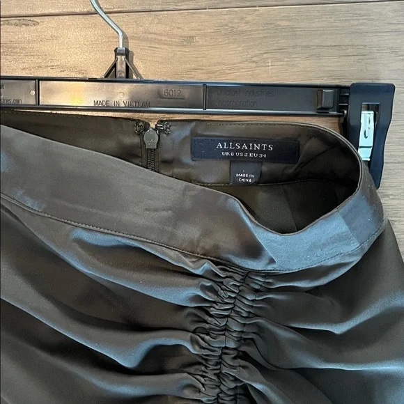 All Saints Alexia gathered dark green Maxi Skirt. Size 2 - Picture 4 of 6